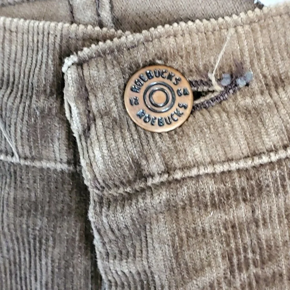 Vintage Brown Corduroy Straight‎ Leg Pants Rockabilly Retro Roebucks 34 X 30